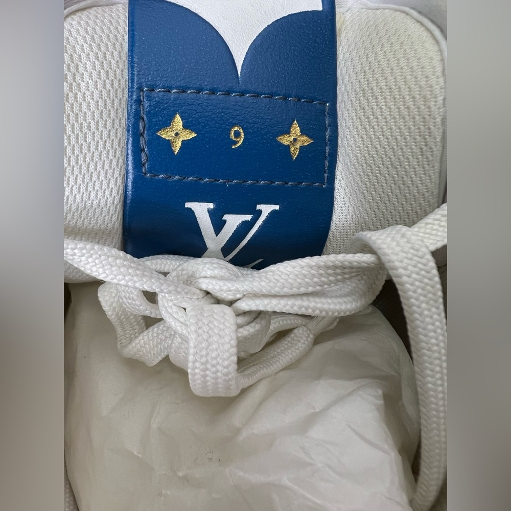 Louis Vuitton Charlie Trainer Sneaker Denim Blue White High Top Original LV - Picture 10 of 12